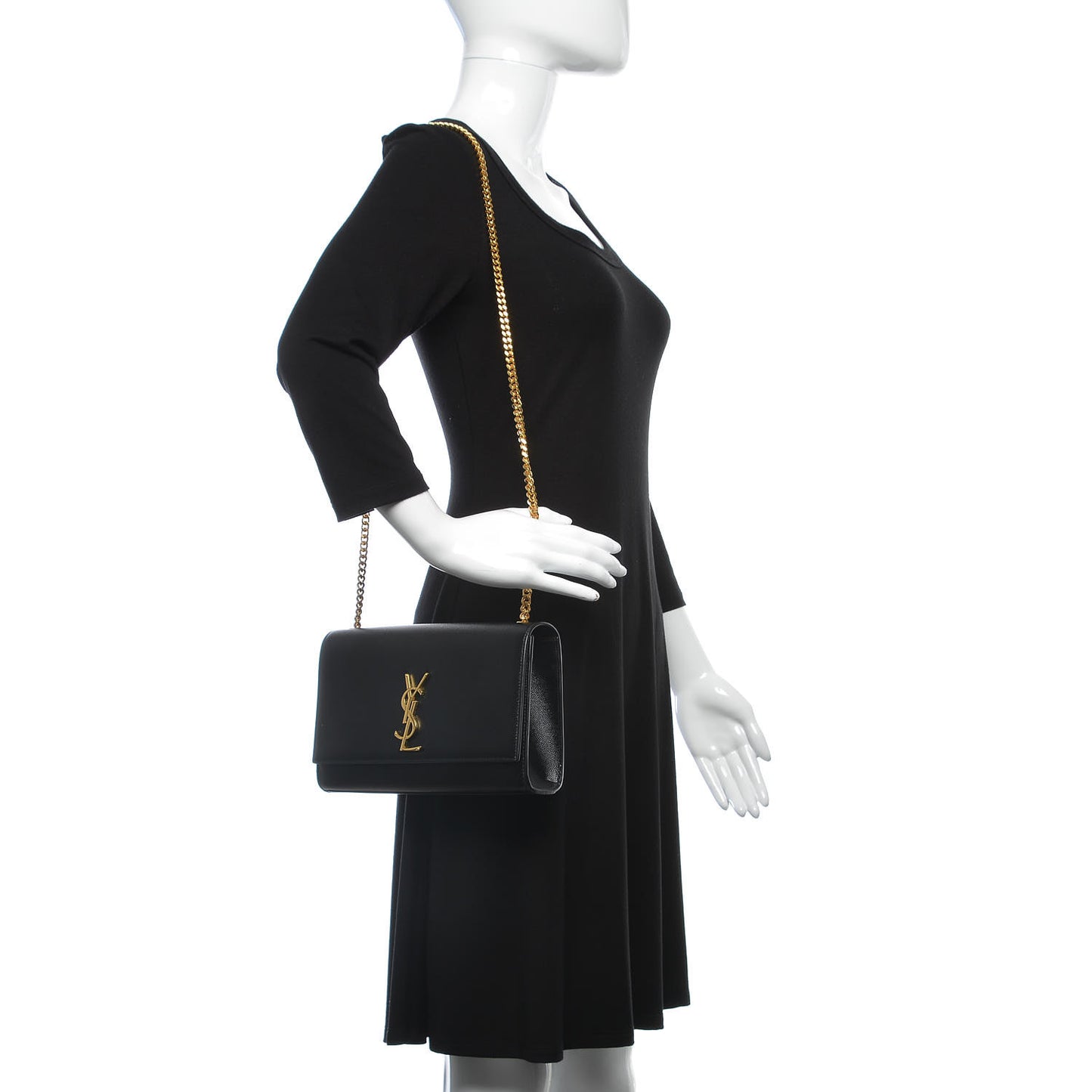 Grain De Poudre Medium Classic Monogram Kate Satchel Black