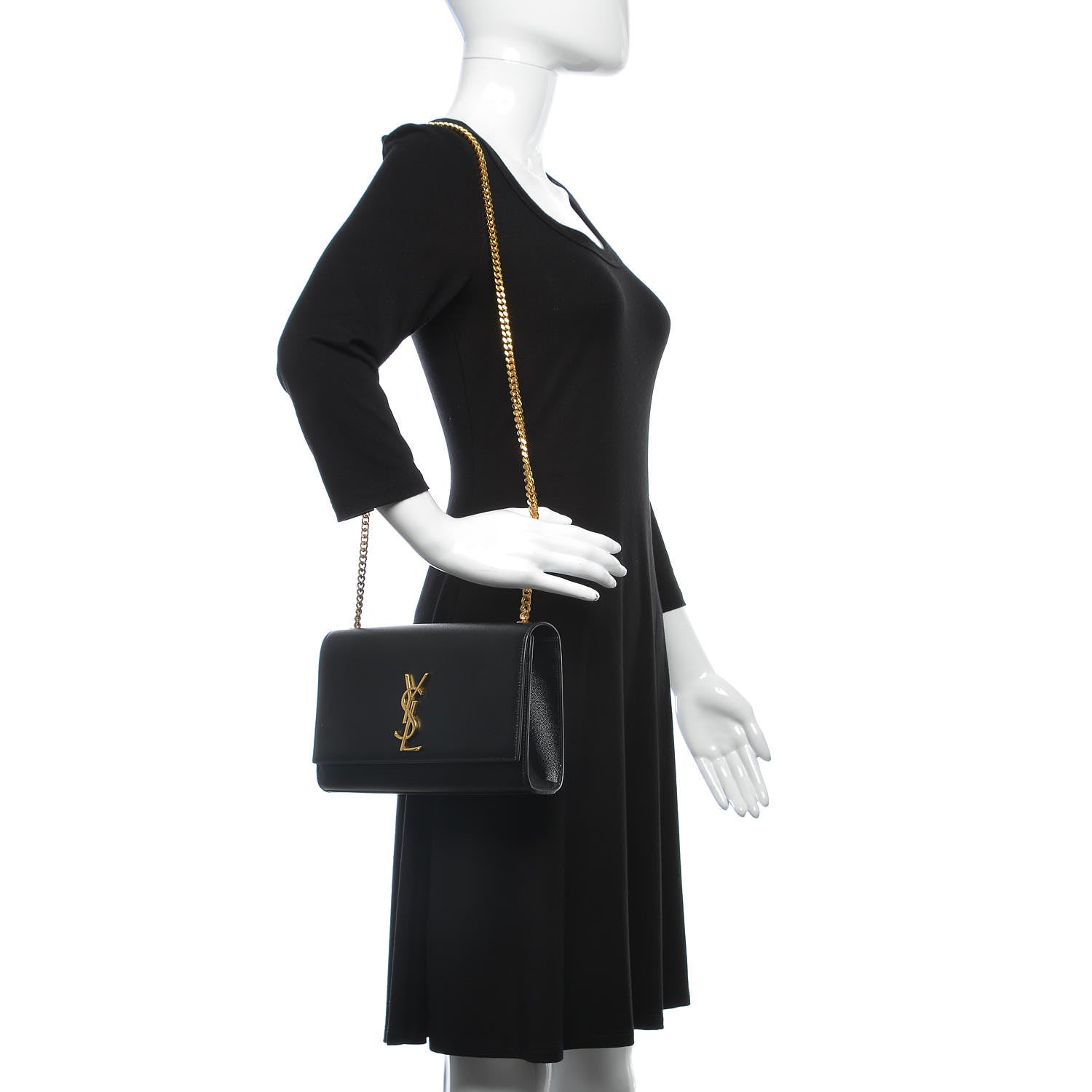 Saint Laurent Grain De Poudre Medium Classic Monogram Kate Satchel Black 2 of 6