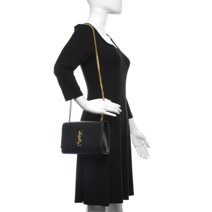 Saint Laurent Grain De Poudre Medium Classic Monogram Kate Satchel Black 2 of 6