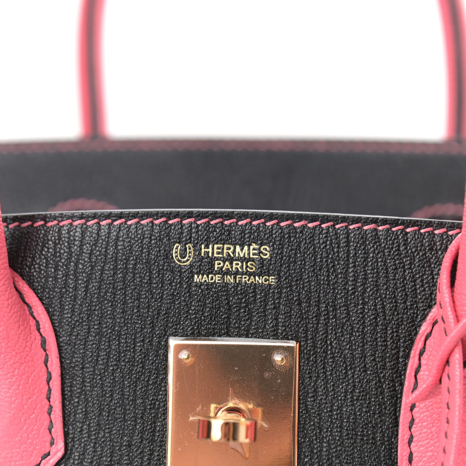 Hermes Chevre Mysore Horseshoe Birkin 30 Black Rose Lipstick 6 of 11