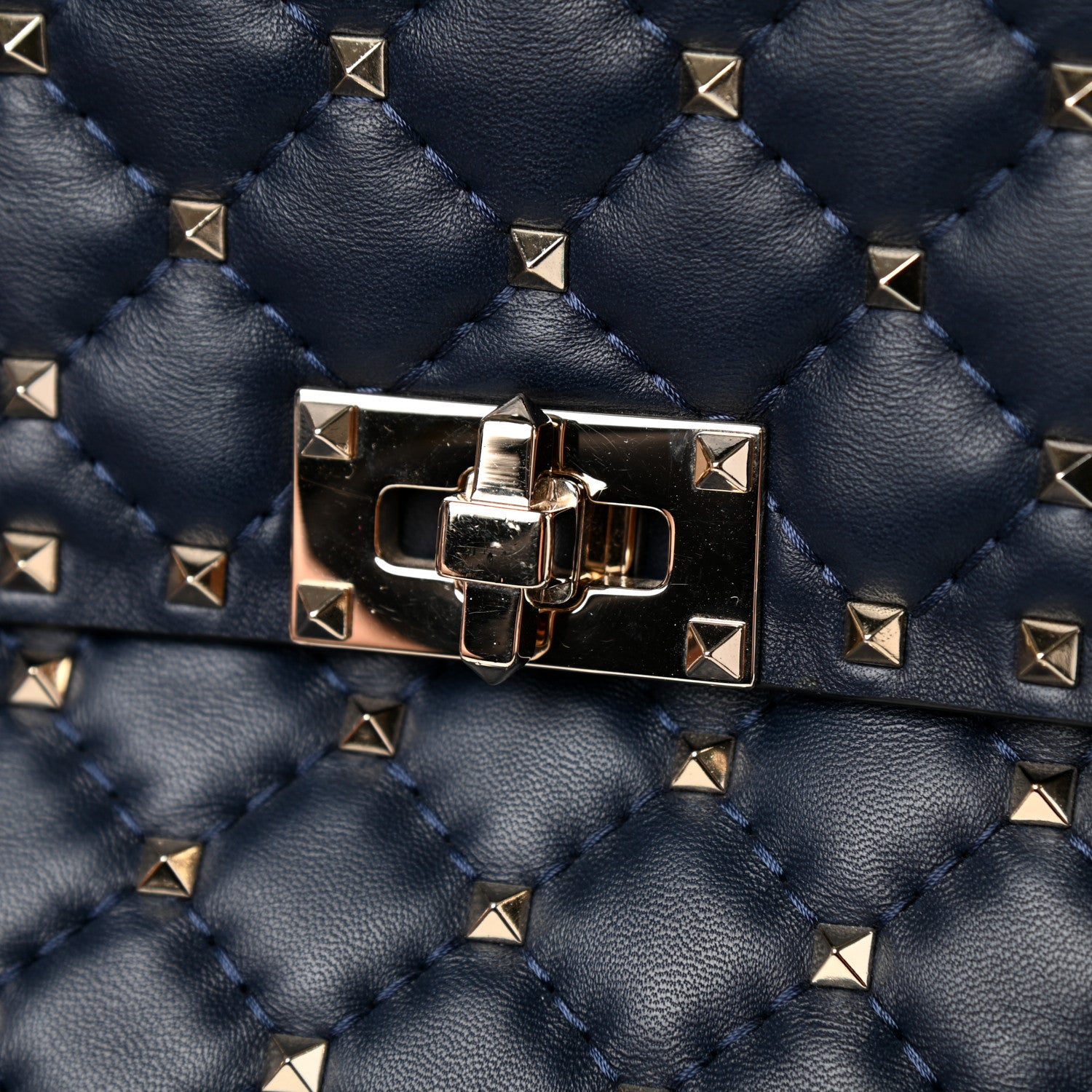 Valentino Garavani Nappa Large Rockstud Spike Shoulder Bag Marine 11 of 11