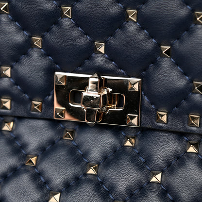 Valentino Garavani Nappa Large Rockstud Spike Shoulder Bag Marine 11 of 11