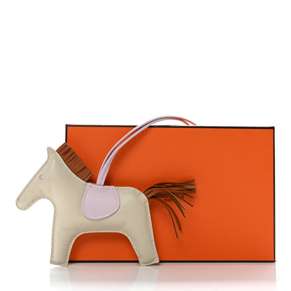 Hermes Milo Lambskin Grigri Rodeo Horse Bag Charm MM Craie Gold Mauve Pale 7 of 7