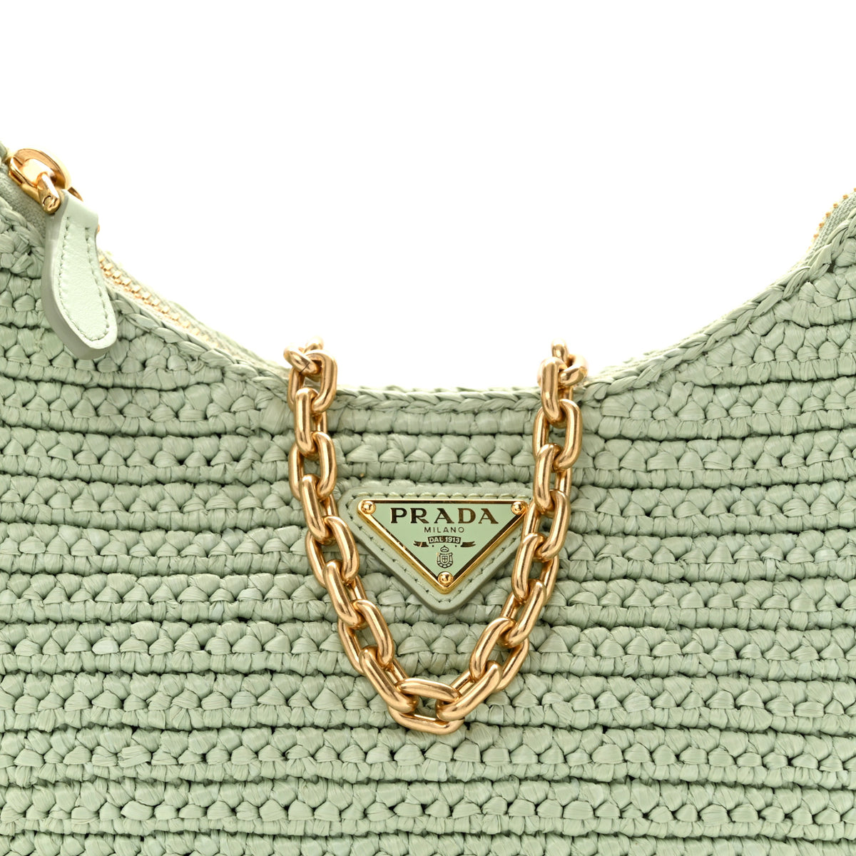 Prada Yarn Raffia Effect Crochet Re-Edition 2005 Shoulder Bag Acqua 12 of 19