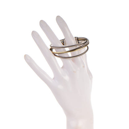 David Yurman Sterling Silver 18K Yellow Gold Crossover Cuff 2 of 7