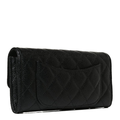 Chanel Caviar Quilted Large Gusset Flap Wallet Black 6 of 22