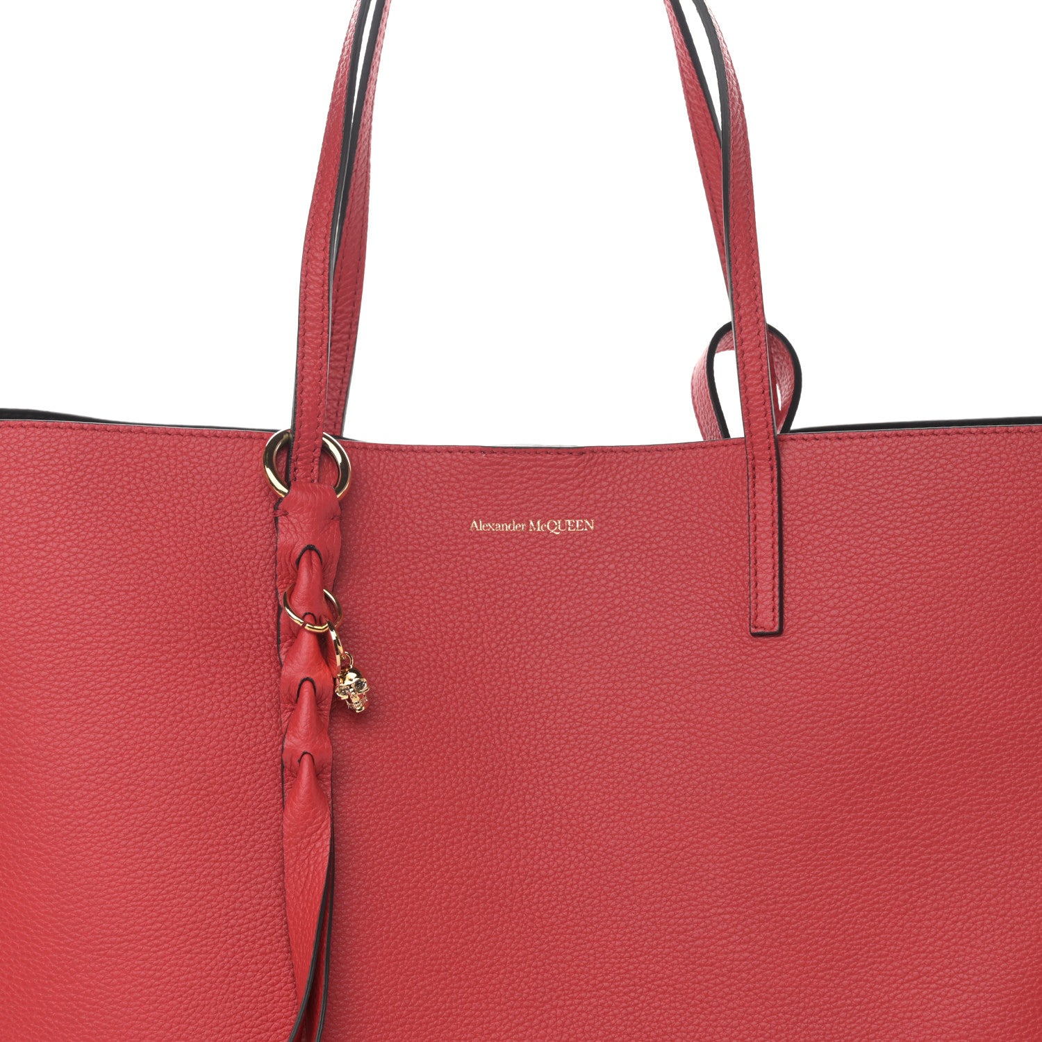 Alexander McQueen Grained Calfskin Skull Open Shopper Tote Red 9 of 13