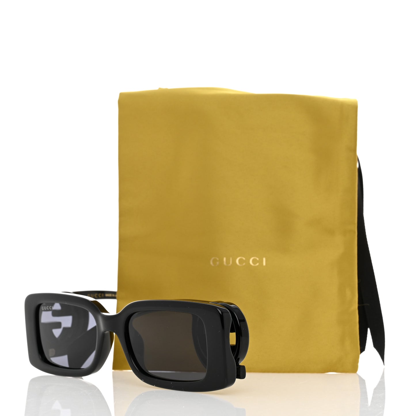 Acetate Chaise Rectangle Frame Sunglasses GG1325S Black