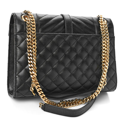 Saint Laurent Grain De Poudre Textured Mixed Matelasse Triquilt Medium Monogram Satchel Black 3 of 12