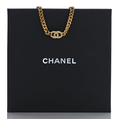 Chanel Crystal Chain Link CC Choker Necklace Gold 5 of 5