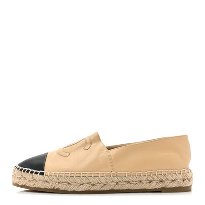 Chanel Lambskin CC Espadrilles 39 Beige Black 1 of 11