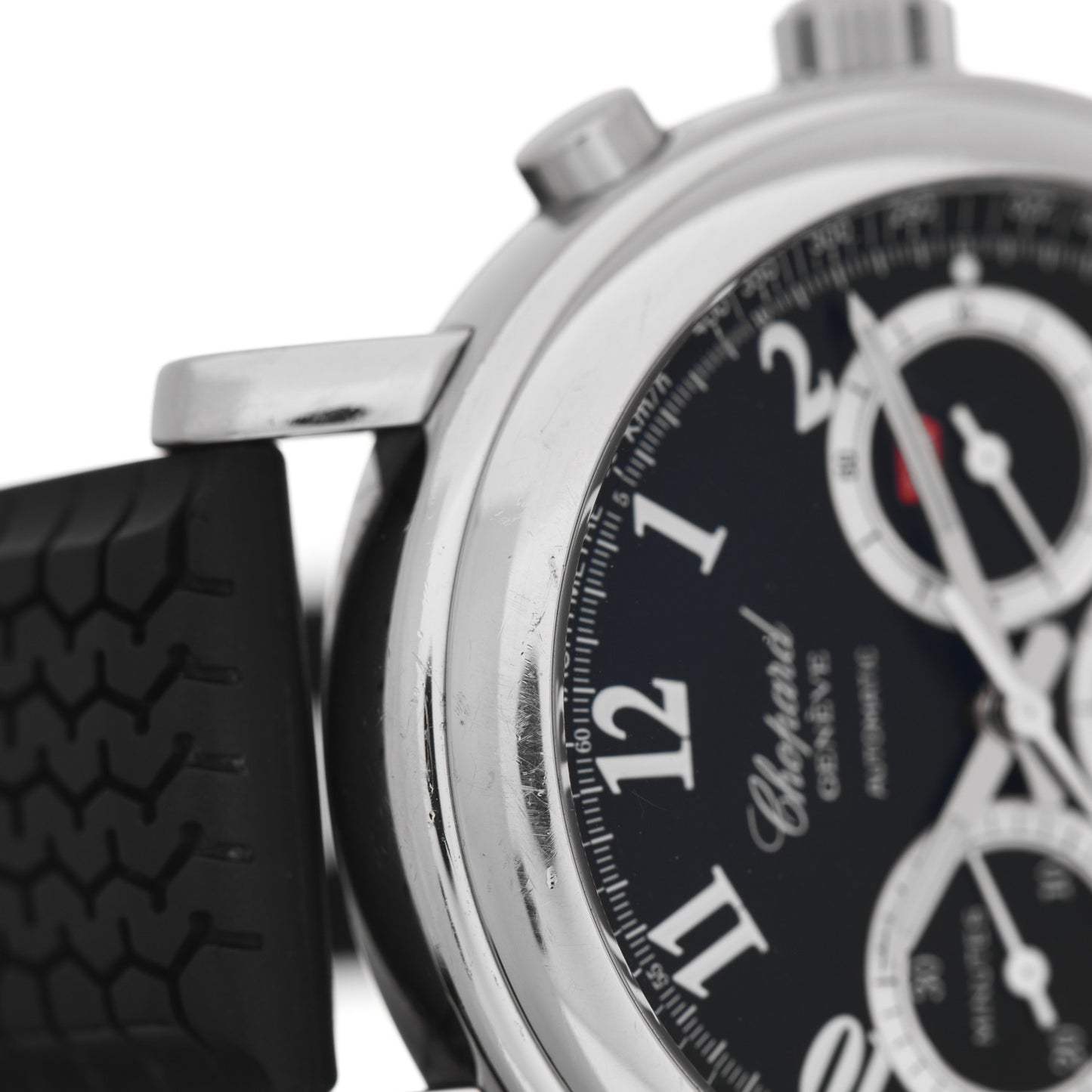 Stainless Steel Rubber 39mm Mille Miglia Chronograph Automatic Watch Black