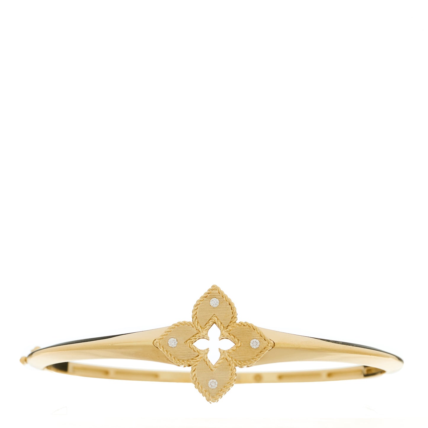 18K Yellow Gold Diamond Venetian Princess Flower Bangle Bracelet