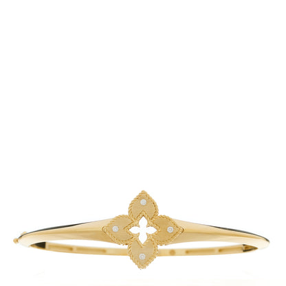 Roberto Coin 18K Yellow Gold Diamond Venetian Princess Flower Bangle Bracelet 1 of 4