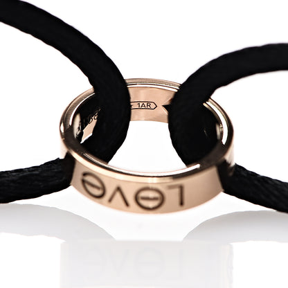 Cartier 18K Pink Gold Diamond Charity LOVE Adjustable Cord Bracelet Black 3 of 4