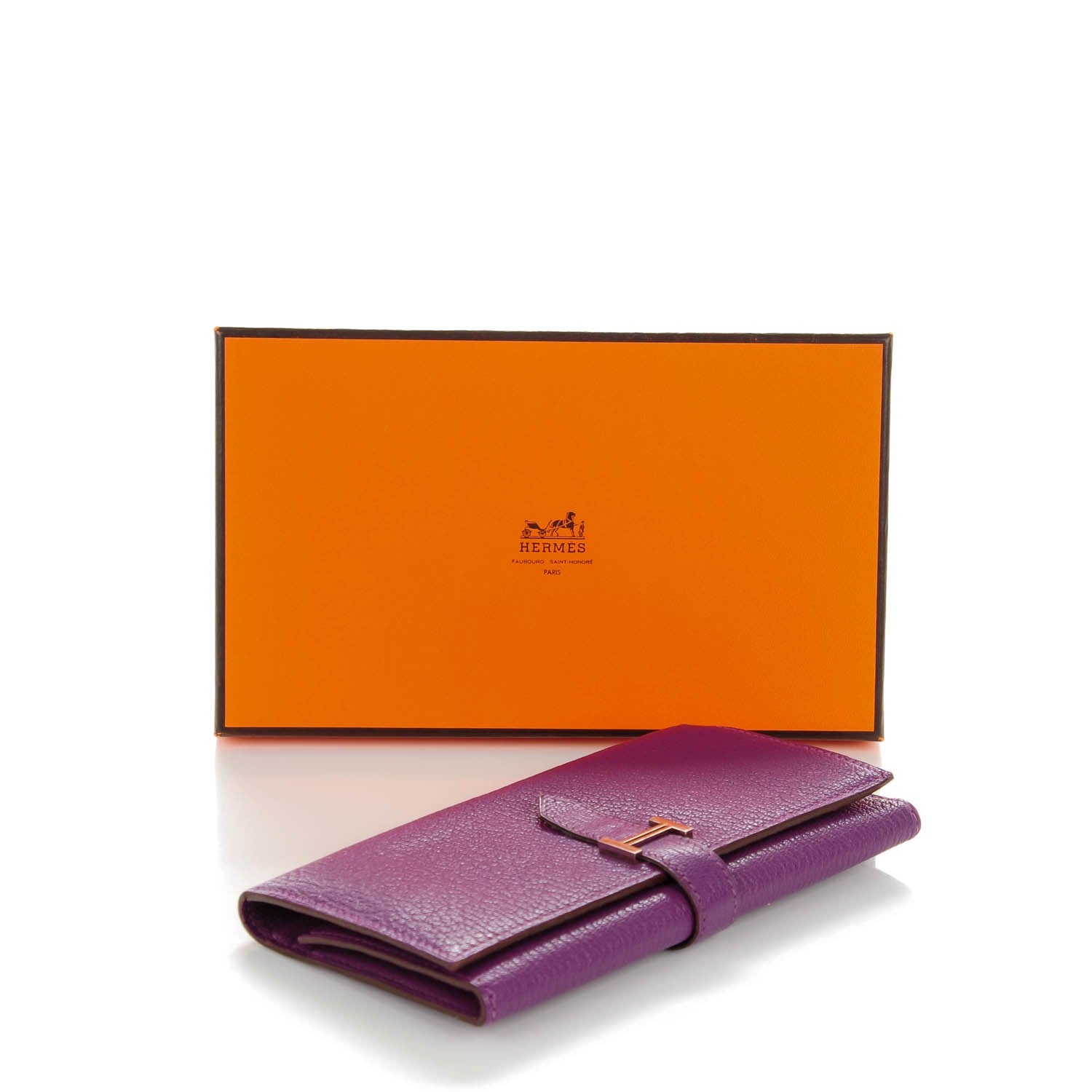 Hermes Chevre Mysore Bearn Gusset Wallet Violet 3 of 7