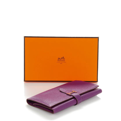 Hermes Chevre Mysore Bearn Gusset Wallet Violet 3 of 7