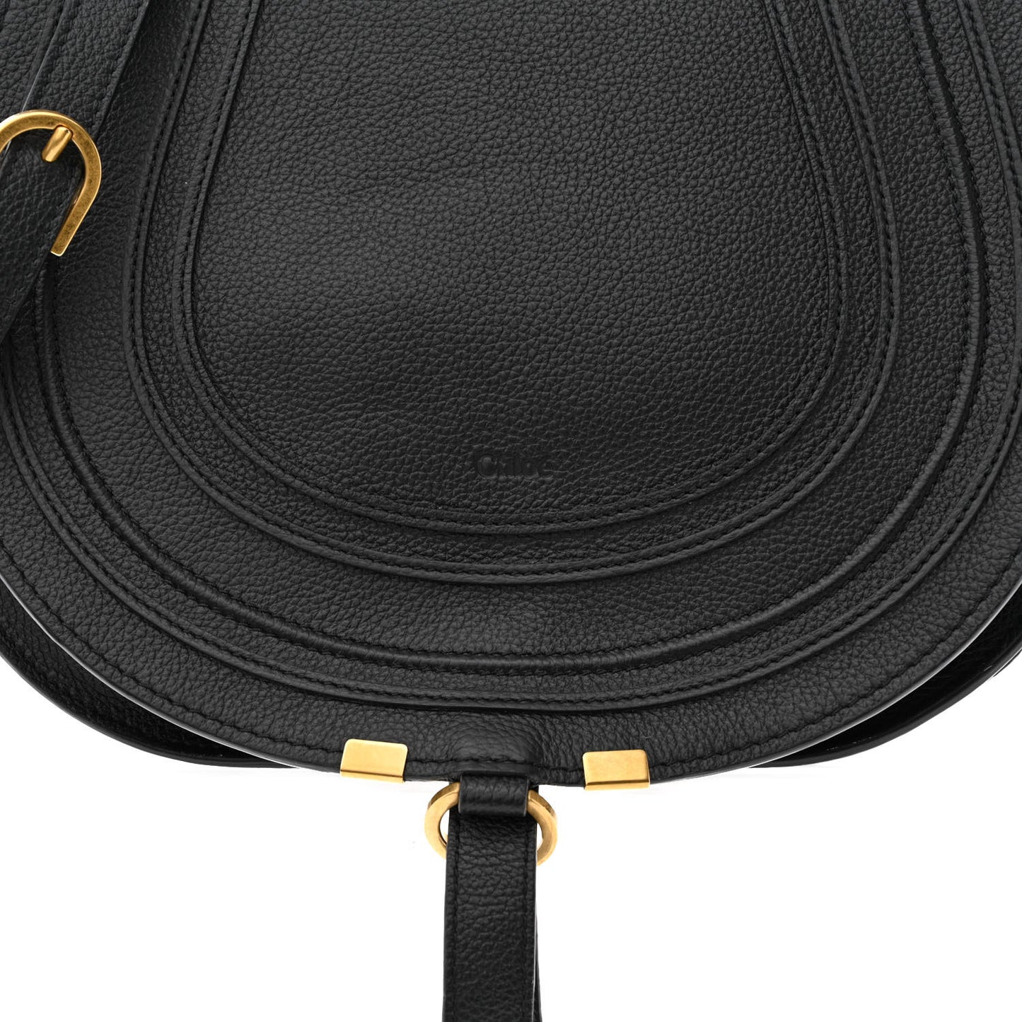 Calfskin Medium Marcie Round Crossbody Bag Black
