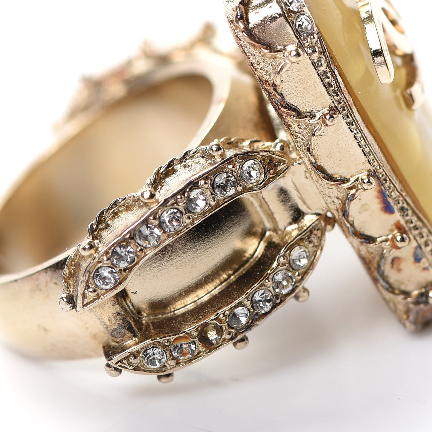 Gripoix Crystal CC Ring 5.25 Gold