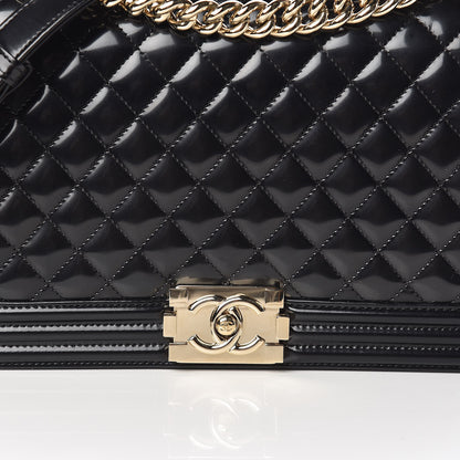 Chanel Patent Calfskin Quilted New Medium Boy Flap Black 10 of 11
