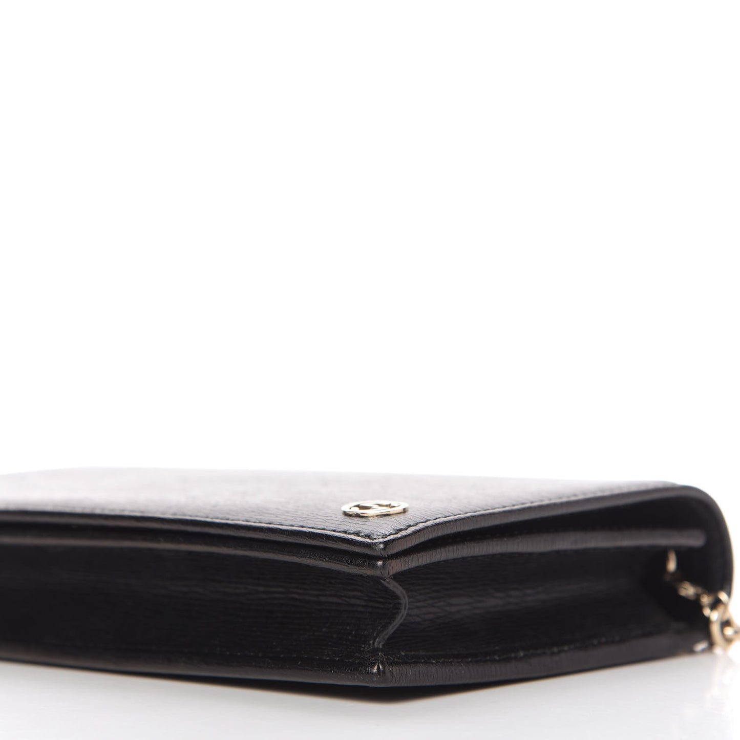 Textured Calfskin Medium Betty Chain Wallet Black