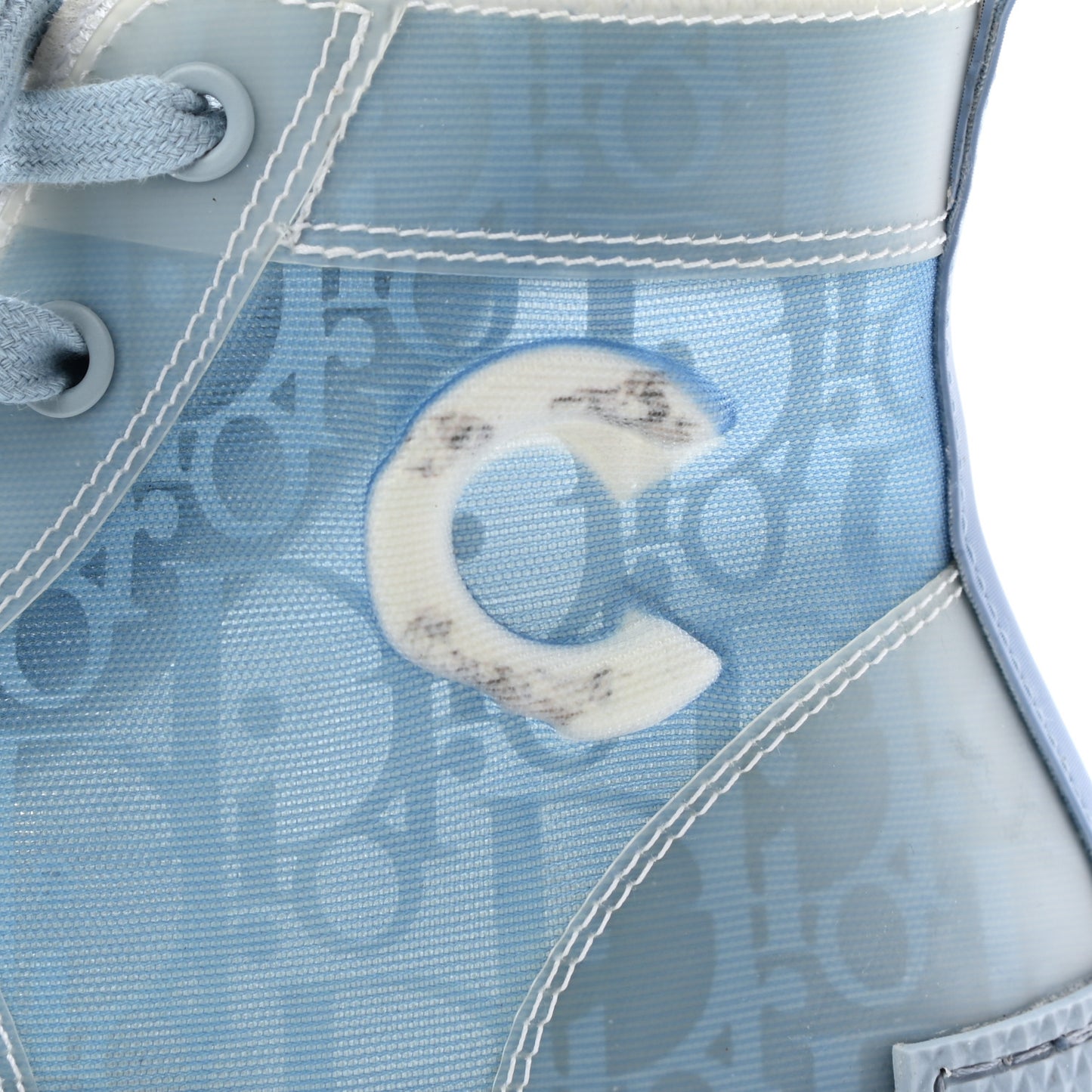 X DANIEL ARSHAM Technical Canvas Oblique Mens B23 High Top Sneakers 36 Blue Beige