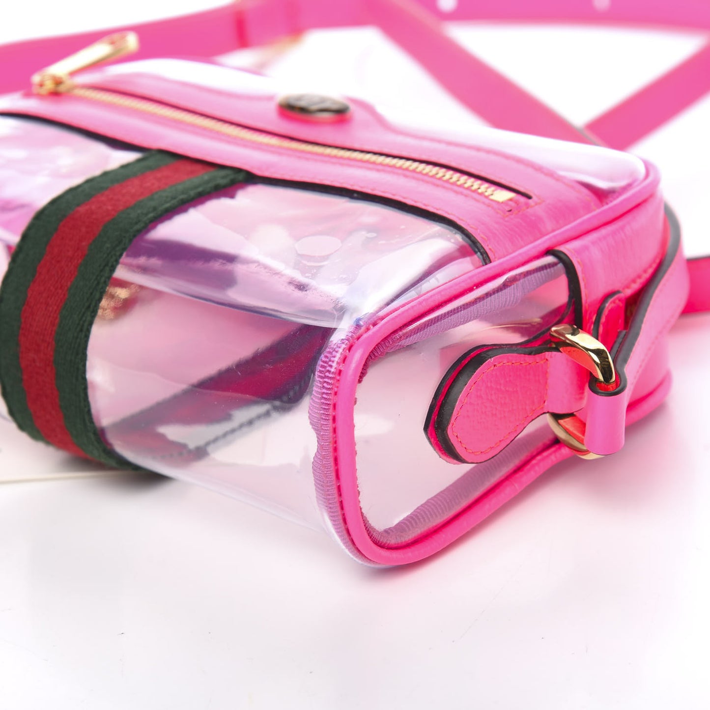 Vinyl Web Mini Ophidia Transparent Shoulder Bag Fluorescent Fuchsia