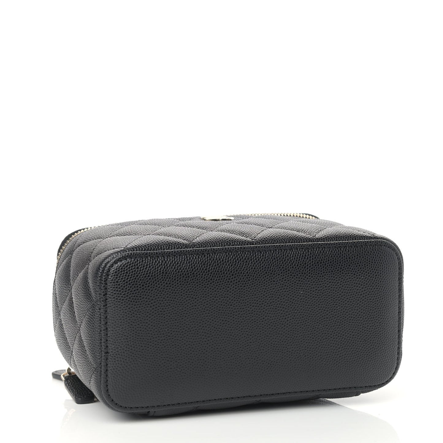 Caviar Quilted Small Vanity Case With Chain Black