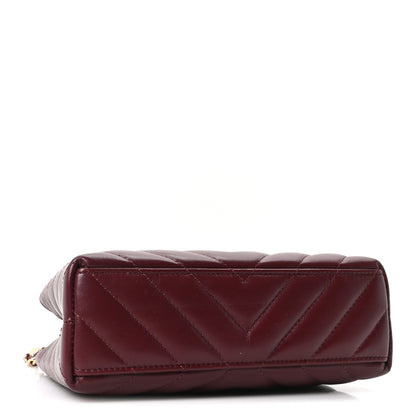 Chanel Shiny Lambskin Chevron Quilted Nano Kelly Shopper Black Dark Burgundy 4 of 10