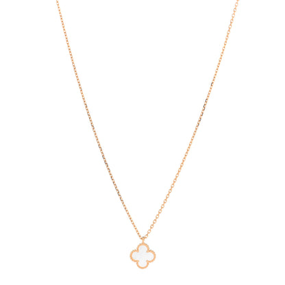 Van Cleef & Arpels 18K Yellow Gold Mother of Pearl Sweet Alhambra Pendant Necklace 1 of 6
