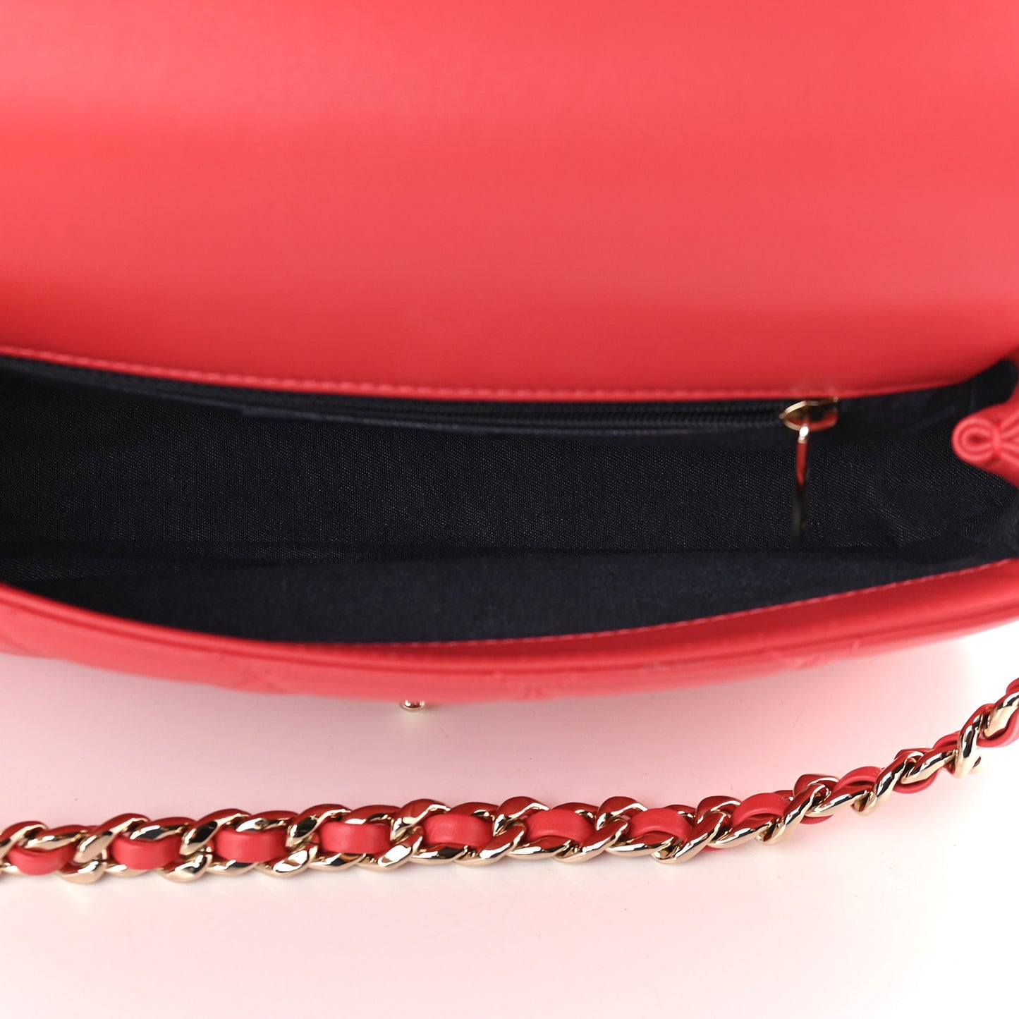 Lambskin Quilted Resin Bi-Color Chain Flap Bag Red