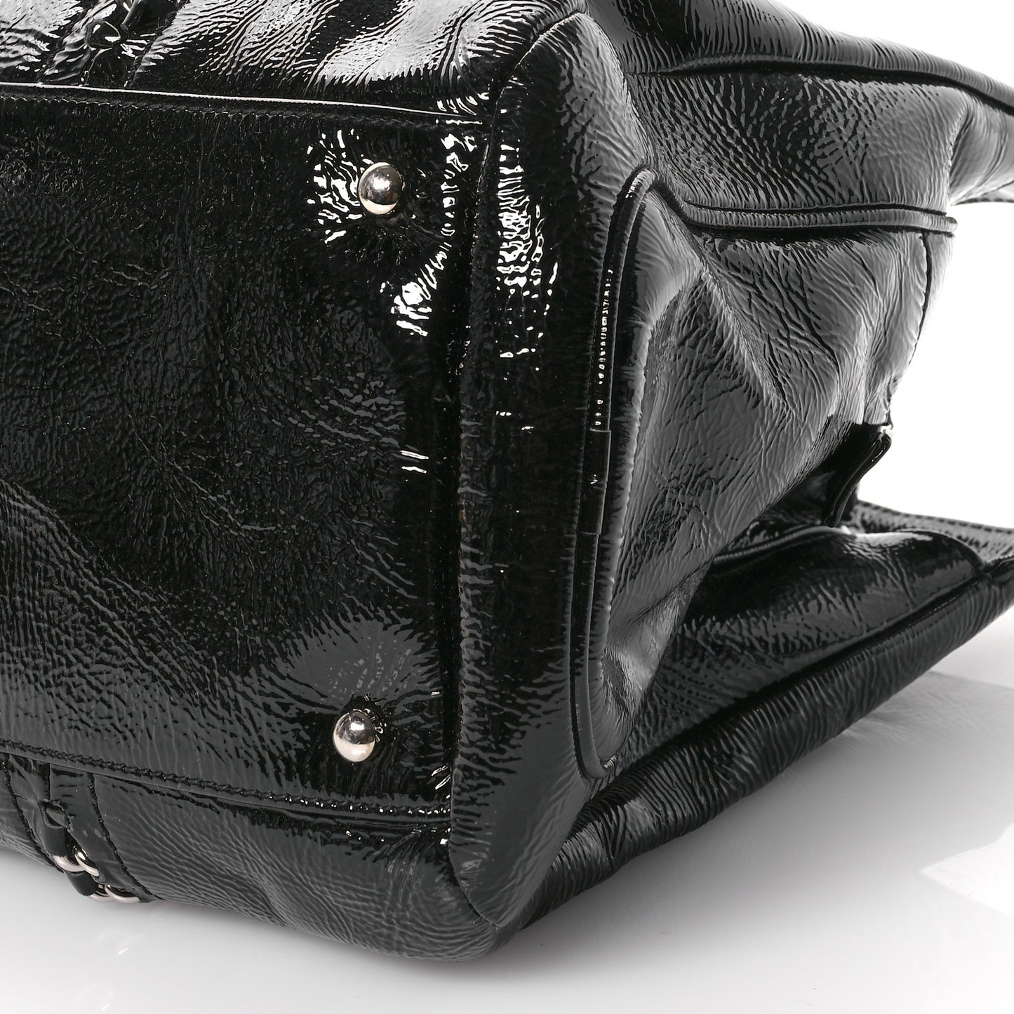 Patent Calfskin Large Luxe Ligne Tote Black