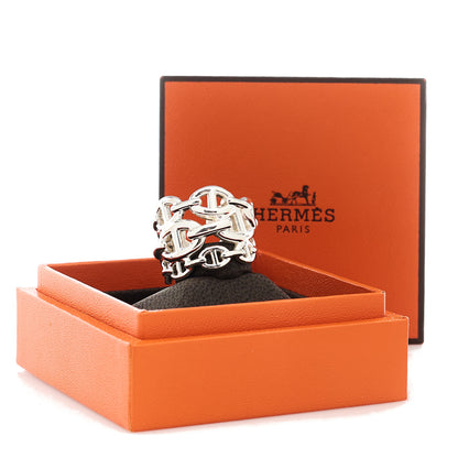 Hermes Sterling Silver GM Chaine d'Ancre Enchainee Band Ring 54 6.75 5 of 5