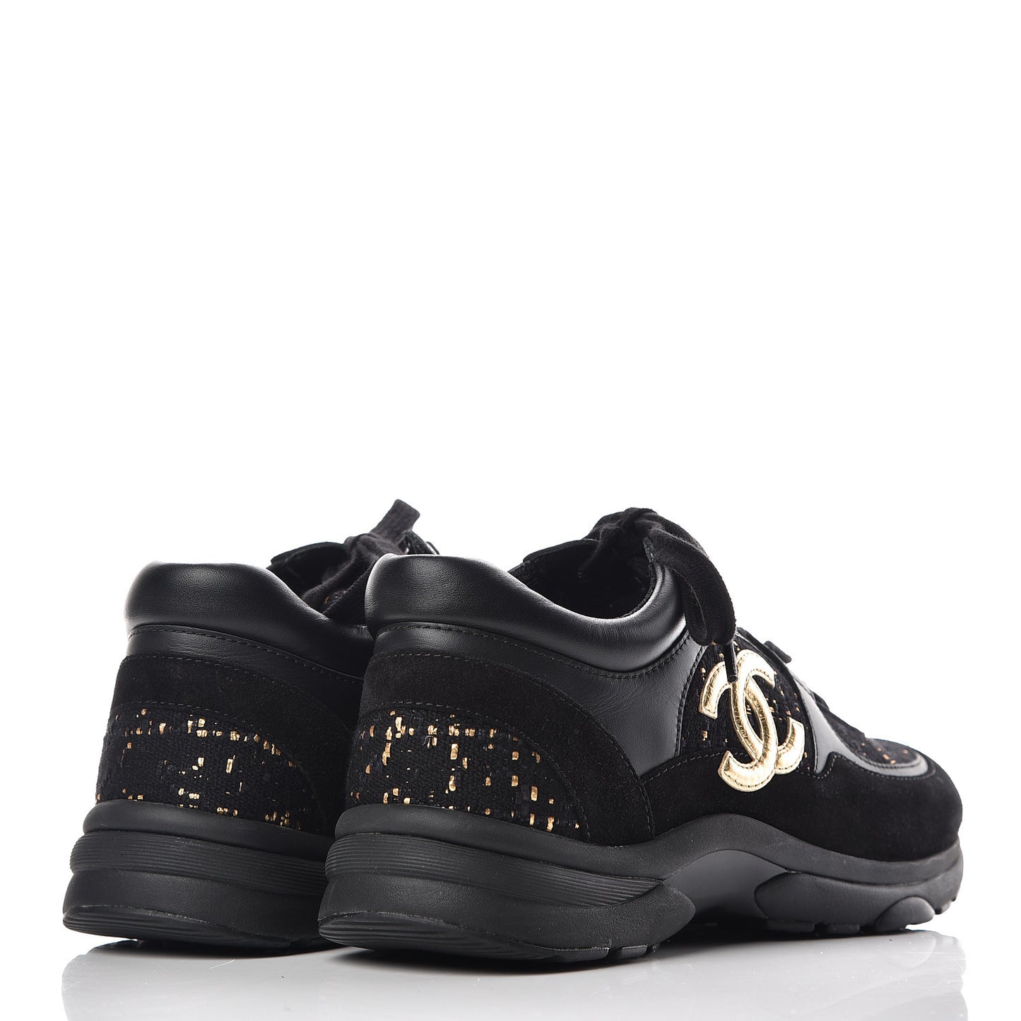 Velour Tweed CC Sneakers 37.5 Black Gold