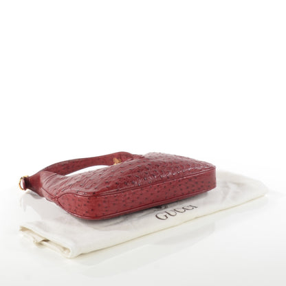 Gucci Ostrich Jackie Medium Shoulder Hobo Red 4 of 9