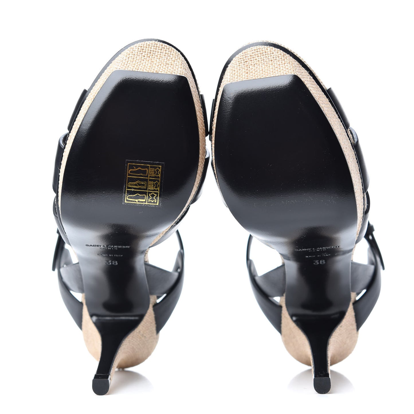 Calfskin Canvas Tribute 75 Platform Sandals 38 Black
