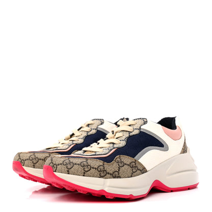 Gucci GG Supreme Monogram Mix Monogram Womens Rhyton Sneakers 37 London Blue Beige Pale Pink 4 of 9