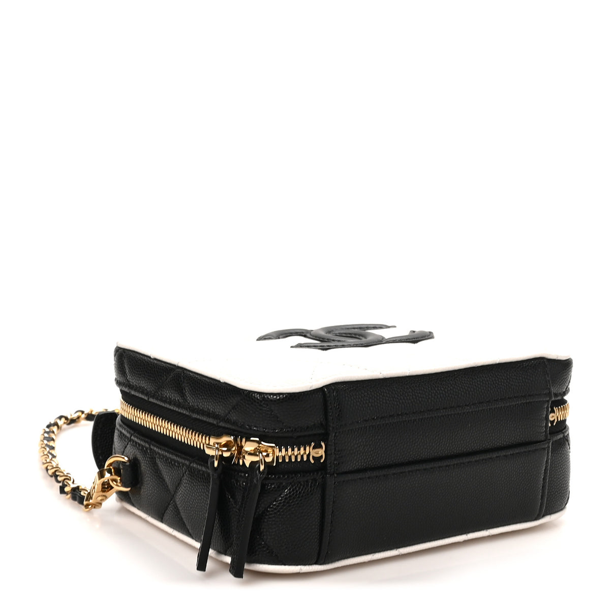 Chanel Caviar Quilted Small CC Filigree Vanity Case White Black 4 of 10