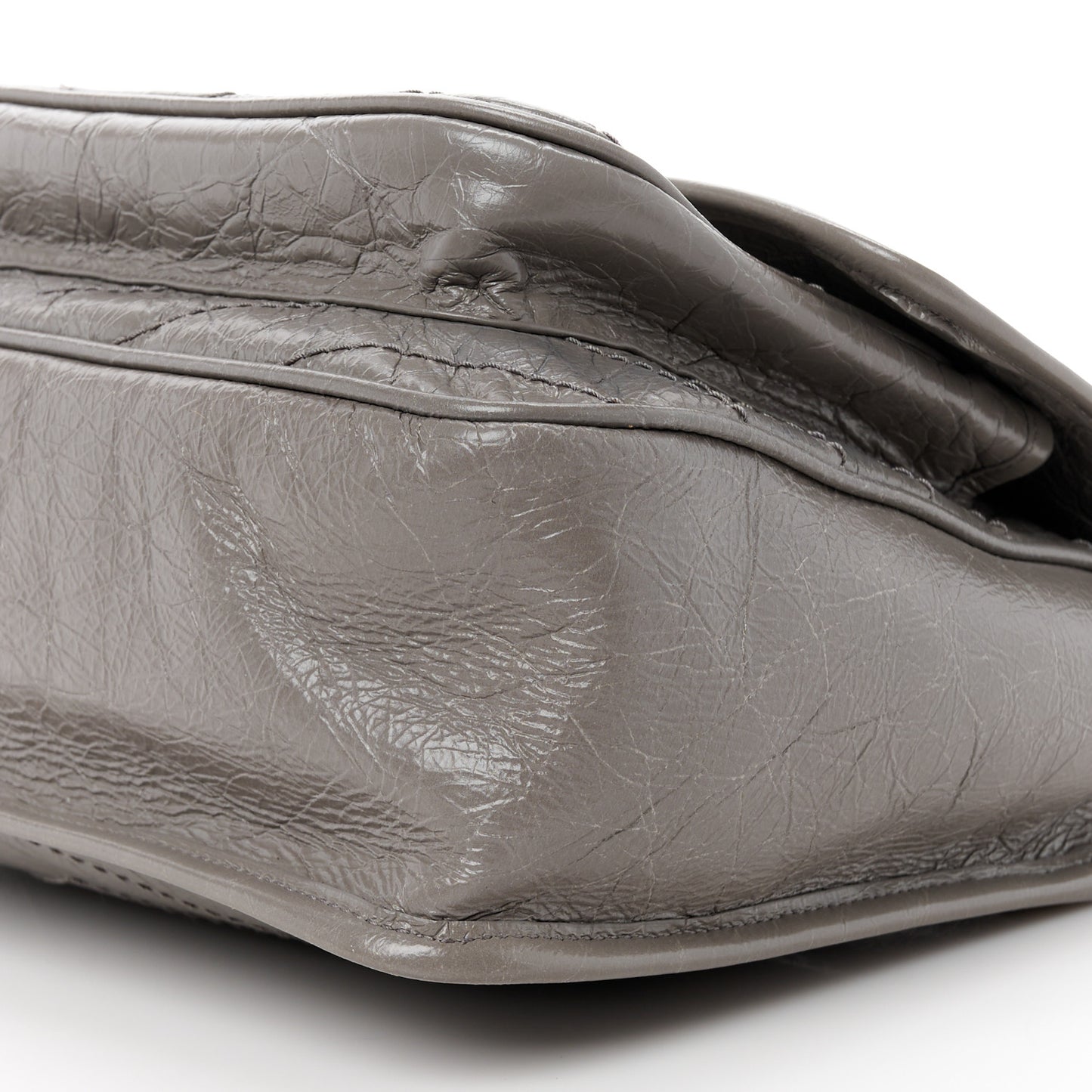 SAINT LAURENT Crinkled Calfskin Matelasse Monogram Medium Niki Chain Satchel Fog