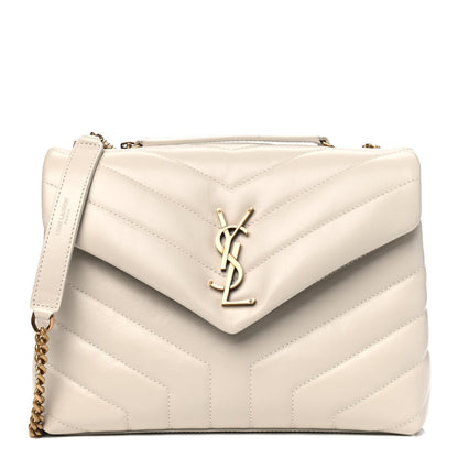Saint Laurent Calfskin Y Quilted Monogram Small Loulou Chain Satchel Ivory 1 of 10