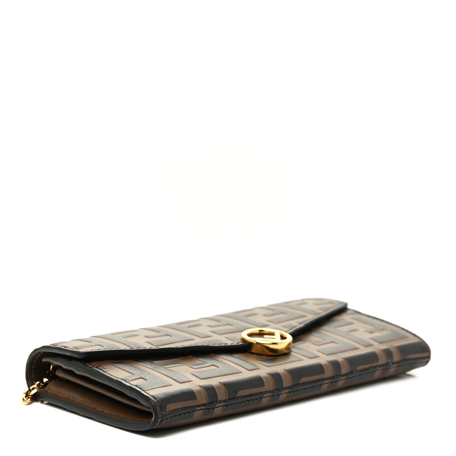 Fendi Vitello Soft F is Fendi Bi-Color FF 1974 Embossed Continental Envelope Wallet On Chain Maya Black 4 of 13