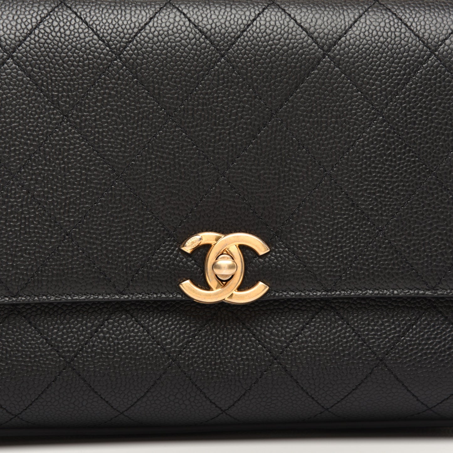 Caviar Diamond Stitched Small Top Handle Flap Black