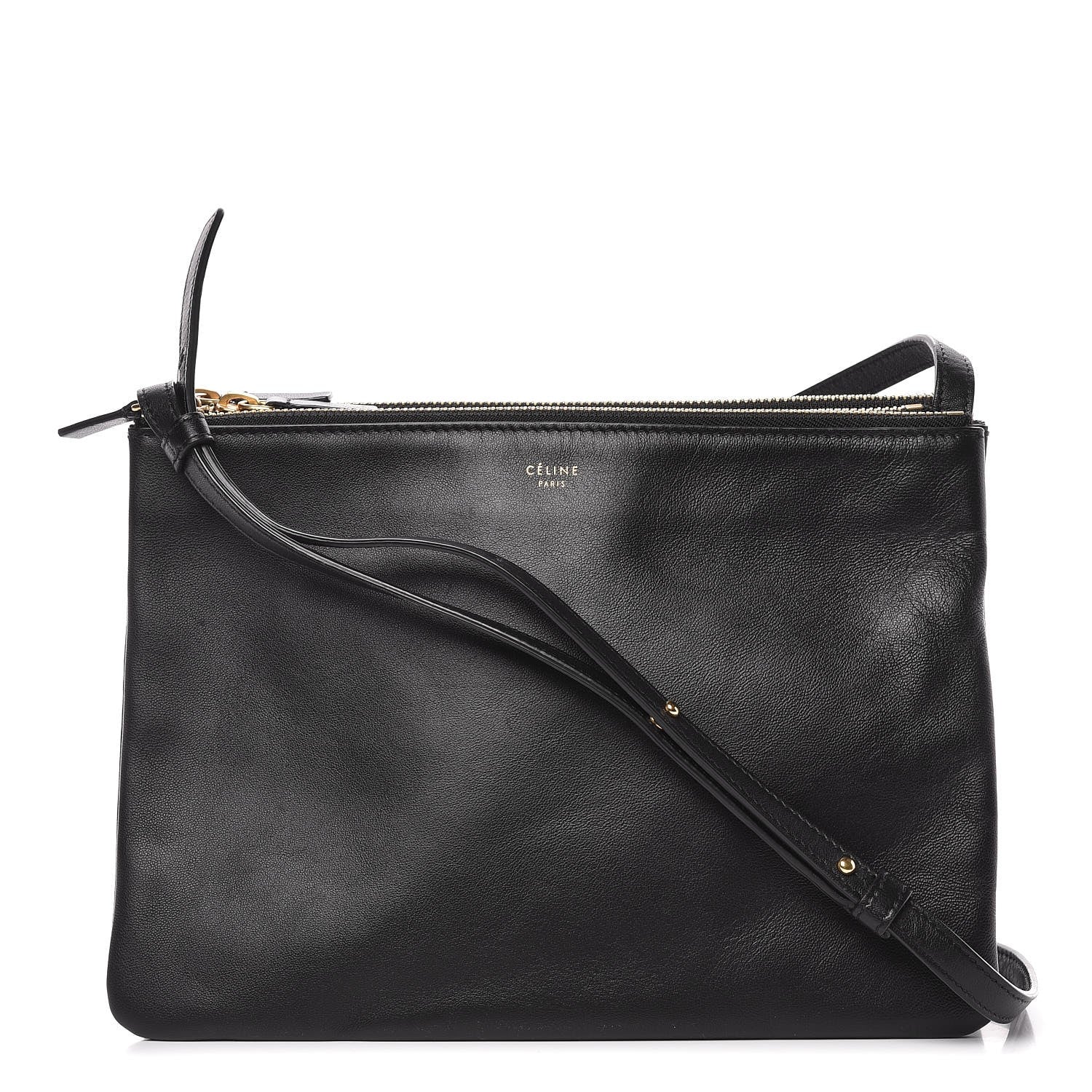 Celine Lambskin Large Trio Crossbody Bag Black 1 of 13