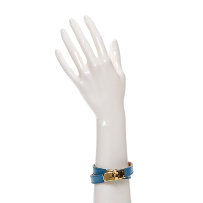 Hermes Tadelakt Kelly Double Tour Bracelet M Bleu Izmir 2 of 7