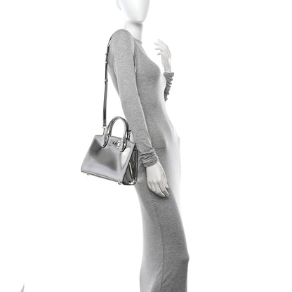 Salvatore Ferragamo Metallic Calfskin Small The Studio Box Bag Argento 2 of 13