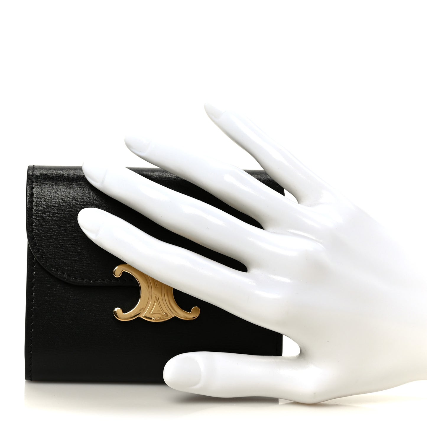 Shiny Smooth Lambskin Small Triomphe Wallet Black