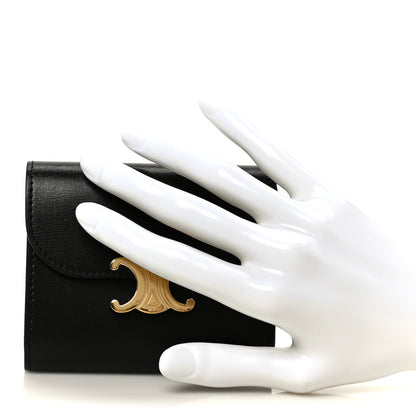 Celine Shiny Smooth Lambskin Small Triomphe Wallet Black 2 of 10