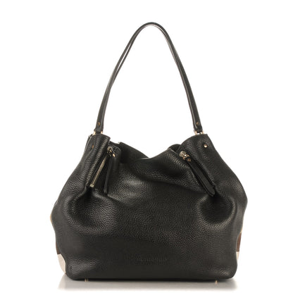 Burberry Grainy Calfskin House Check Medium Maidstone Black 1 of 9