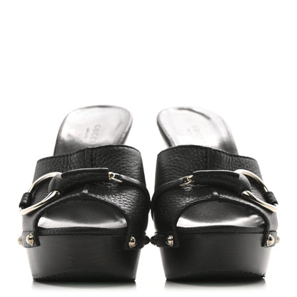 Gucci Cellarius Soft Calfskin Icon Bit 30/120mm Platform Clog Sandals 36 Black 3 of 11