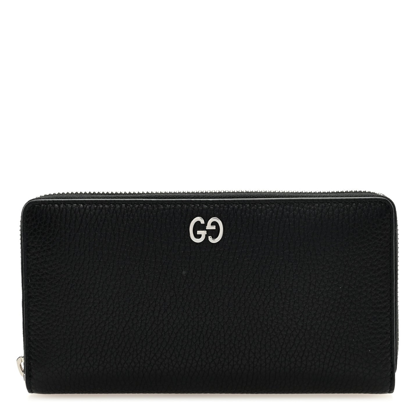 Pebbled Calfskin Dorian Zip Around Wallet Black